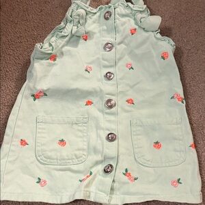 Mint Green Button-Up Dress with Strawberry Print